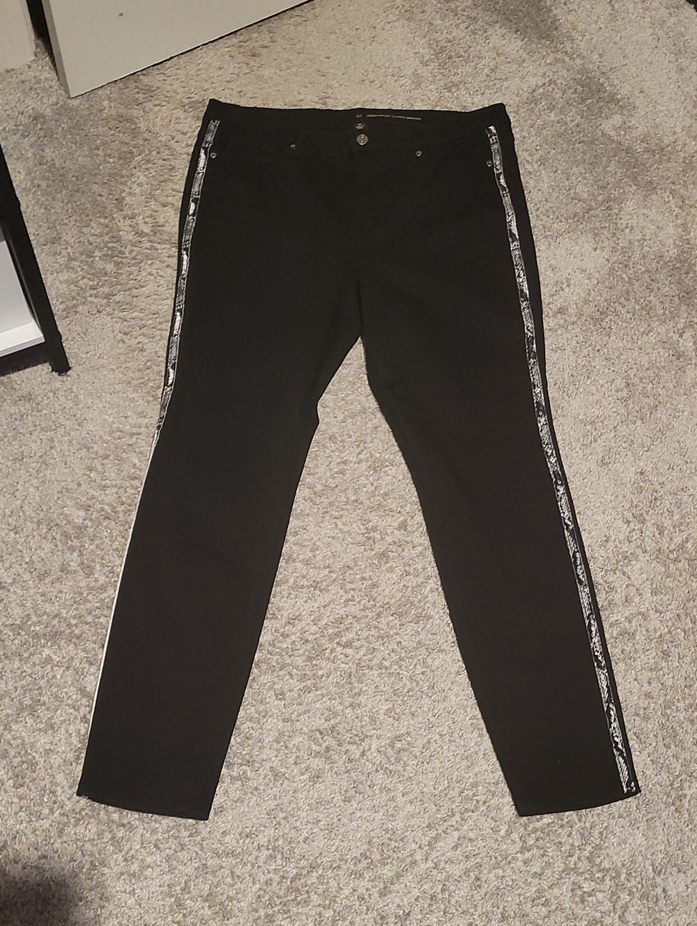 New York & Company Black Skinny Jeans with Side Tape Detail